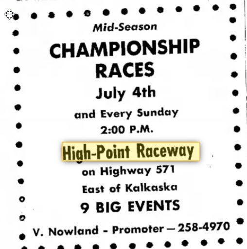 High Point Raceway - July 2 1968 Ad (newer photo)